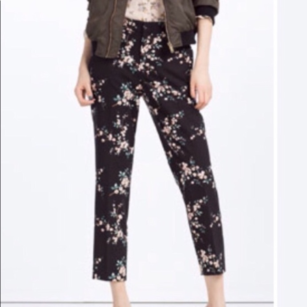 Zara Basics Floral Cropped Trousers